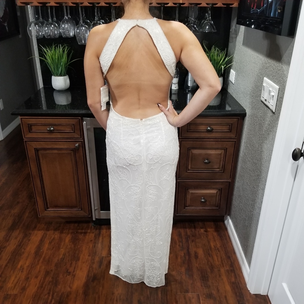 NEW 🥂💎Scala Sexy Backless White Beaded Gown!